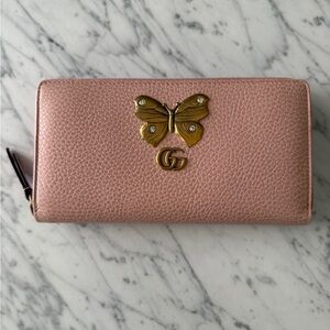 Gucci Farfalla Zip Around Leather Wallet